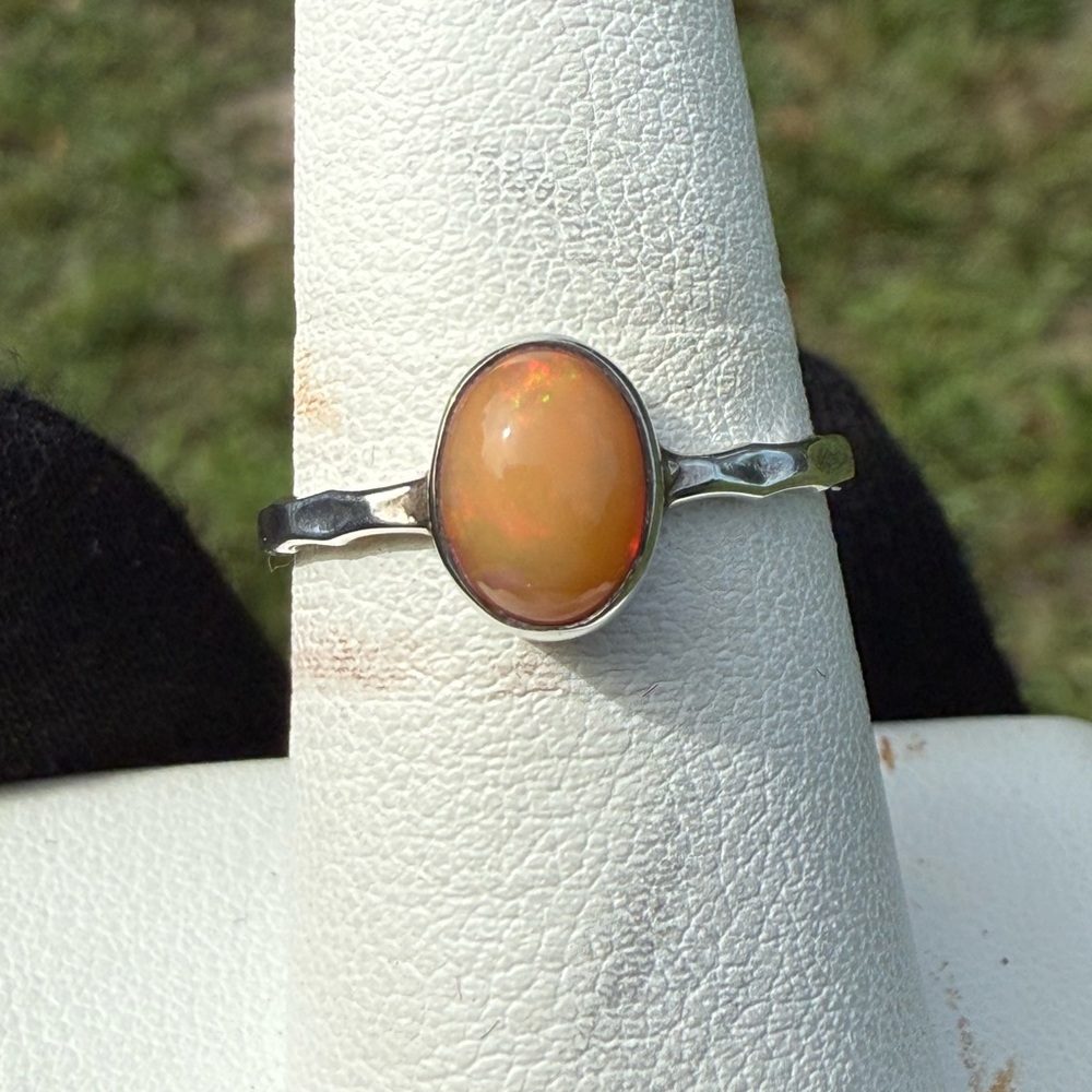 Natural Ethiopian Opal Sterling Silver Ring (Size 7.25)